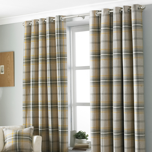 Aviemore Eyelet, Ochre - Ready Made Curtains - Image 3